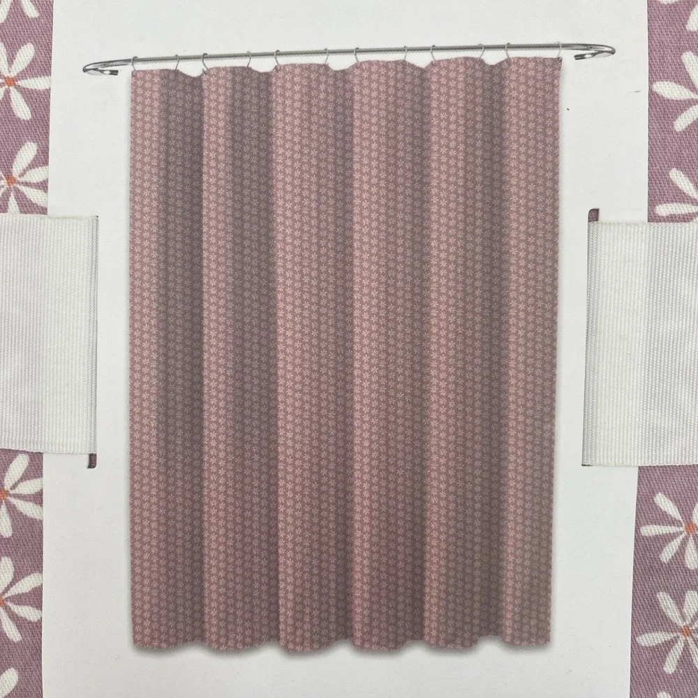 Novogratz Shower Curtain Pink Purple White Daisy Flowers 100% Cotton Fabric